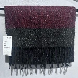 Steve Madden Scarf Black/Red/Gold Metallic